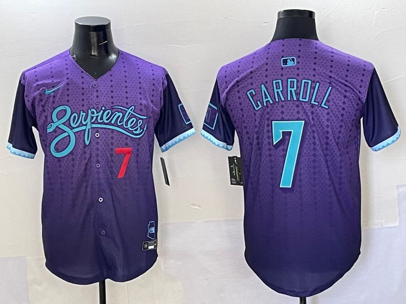 Men Arizona Diamondback #7 Carroll Purple Joint Name 2025 Nike MLB Jersey style 5